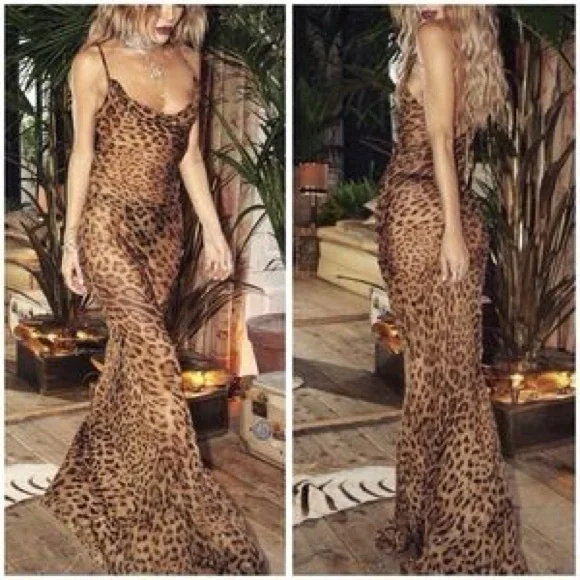 KOIR Elegant Leopard Print Maxi Dress Ronny kobo Like - Picture 4 of 7